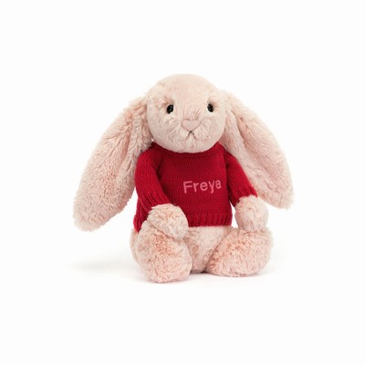 Jellycat Bashful Blush Conejo with Red Jumper | NKWA-36524